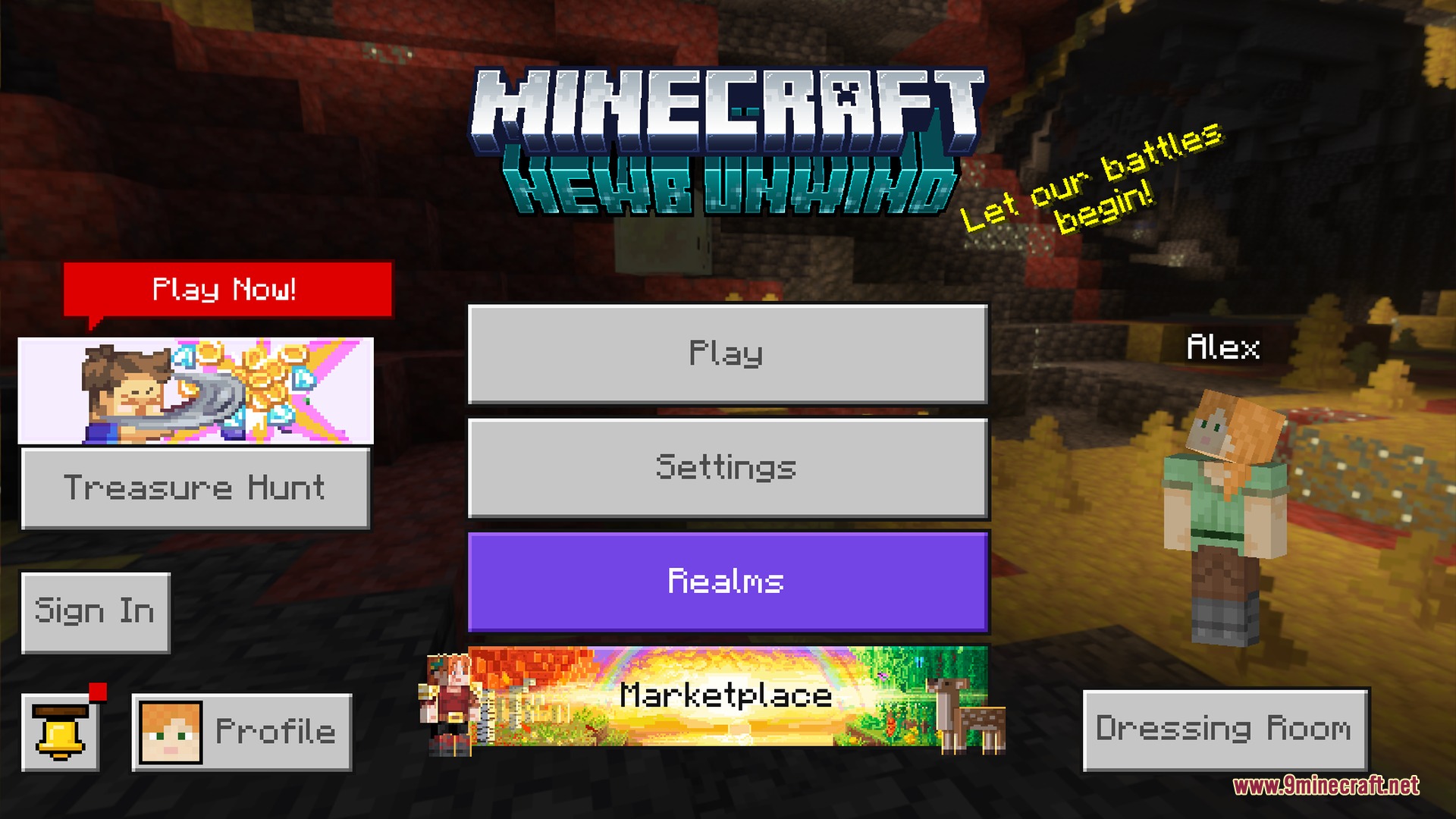 Newb X Unwind Shader main menu showing the pack's own logo