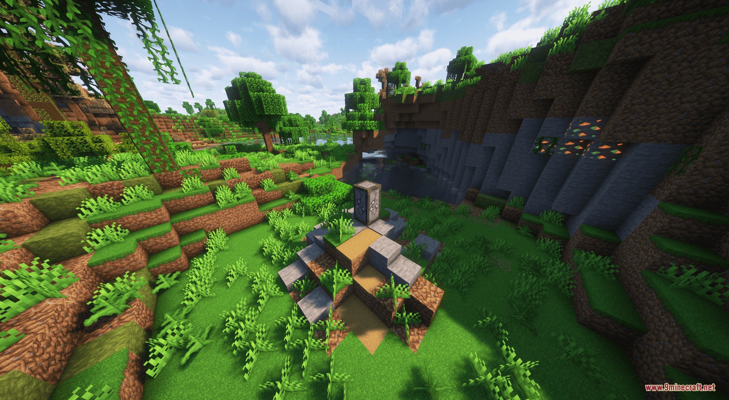 Nirn Soul Alchemy Mod Screenshot 2 A Standing Stone structure stands in a lush green field near a cliff
