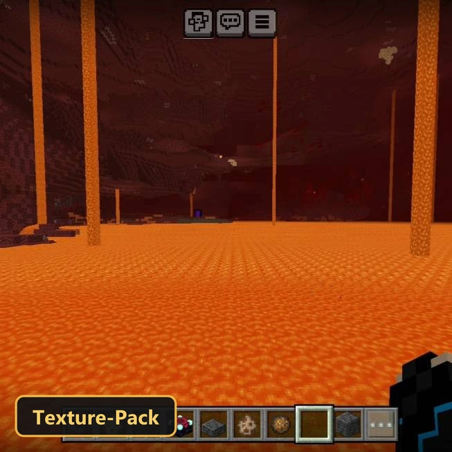 nether landscape, lava ocean, glowstone pillars, dark red sky