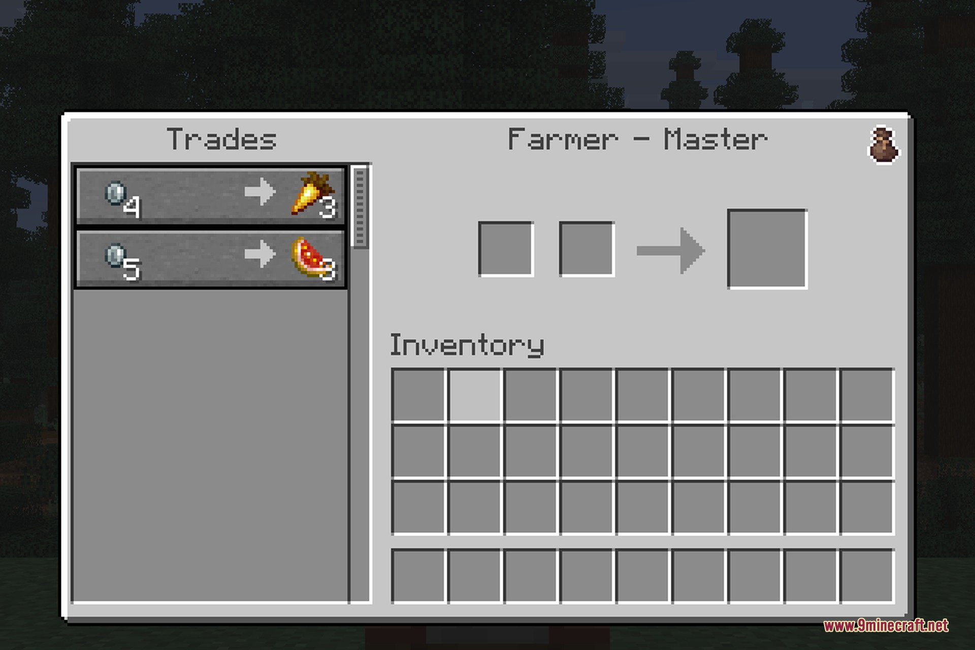 Numismatic Overhaul 9minecraft Mod Screenshot 2 Farmer villager trading interface using silver coins instead of emeralds