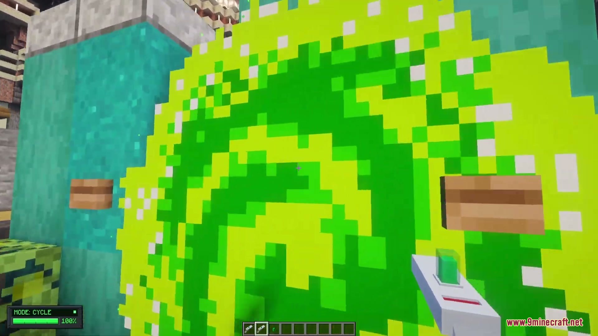 Omni Gear Collection Mod Screenshot 7 A player standing in front of a large green swirling interdimensional portal