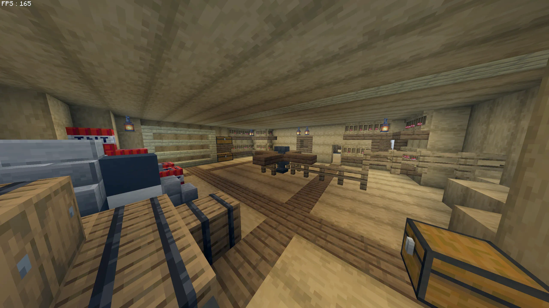 One Piece the Going Merry Schematic Screenshots 3 Storage room inside the Going Merry with barrels and TNT blocks