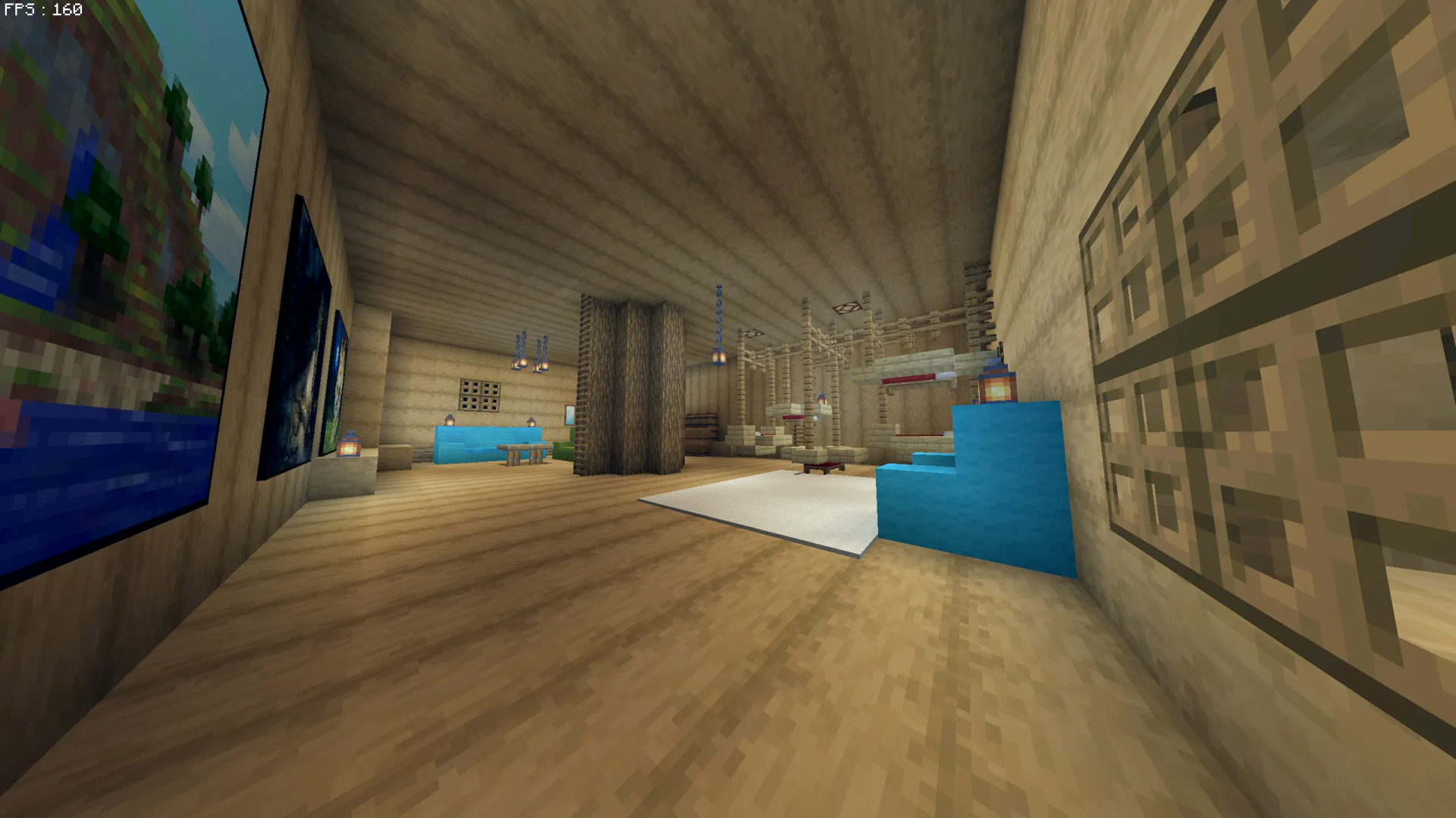 One Piece the Going Merry Schematic Screenshots 6 Interior view of the Going Merry cabin with blue seating and paintings