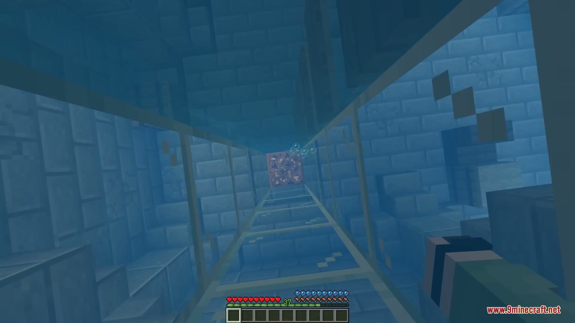 Oxidized Aeration Mod Screenshot 5 Bubble columns passing through a copper grate inside an underwater glass tunnel