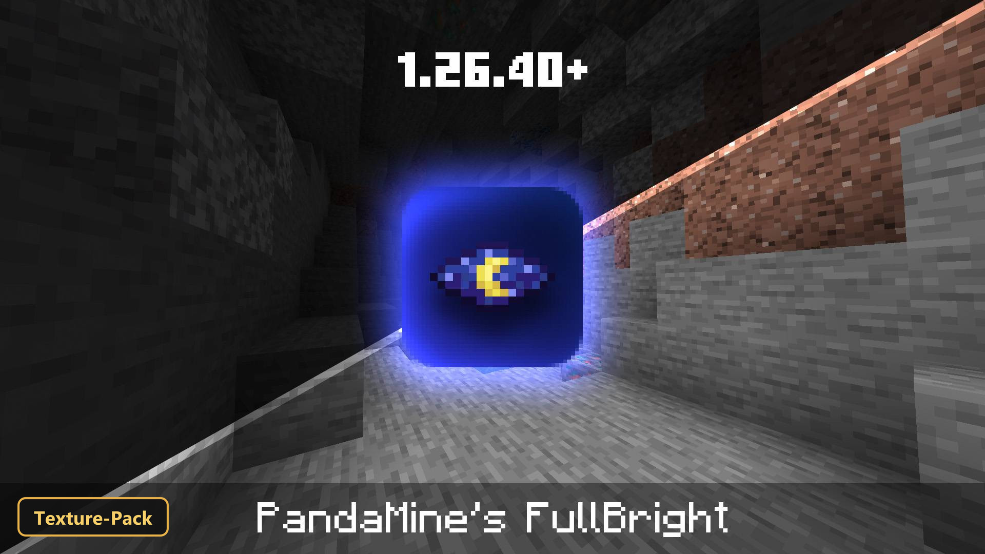 dark cave with glowing blue portal-like object