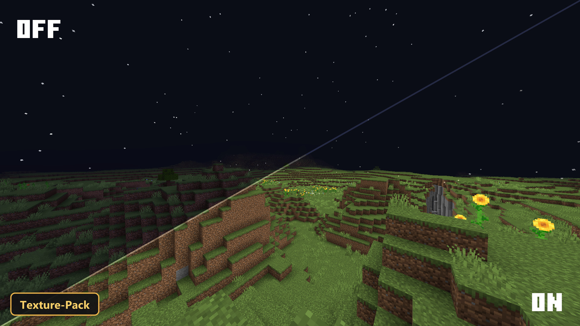 split screen comparison of night with and without full brightness