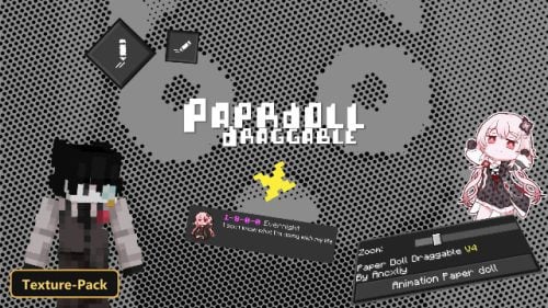 pixelated background with character, title, and UI elements