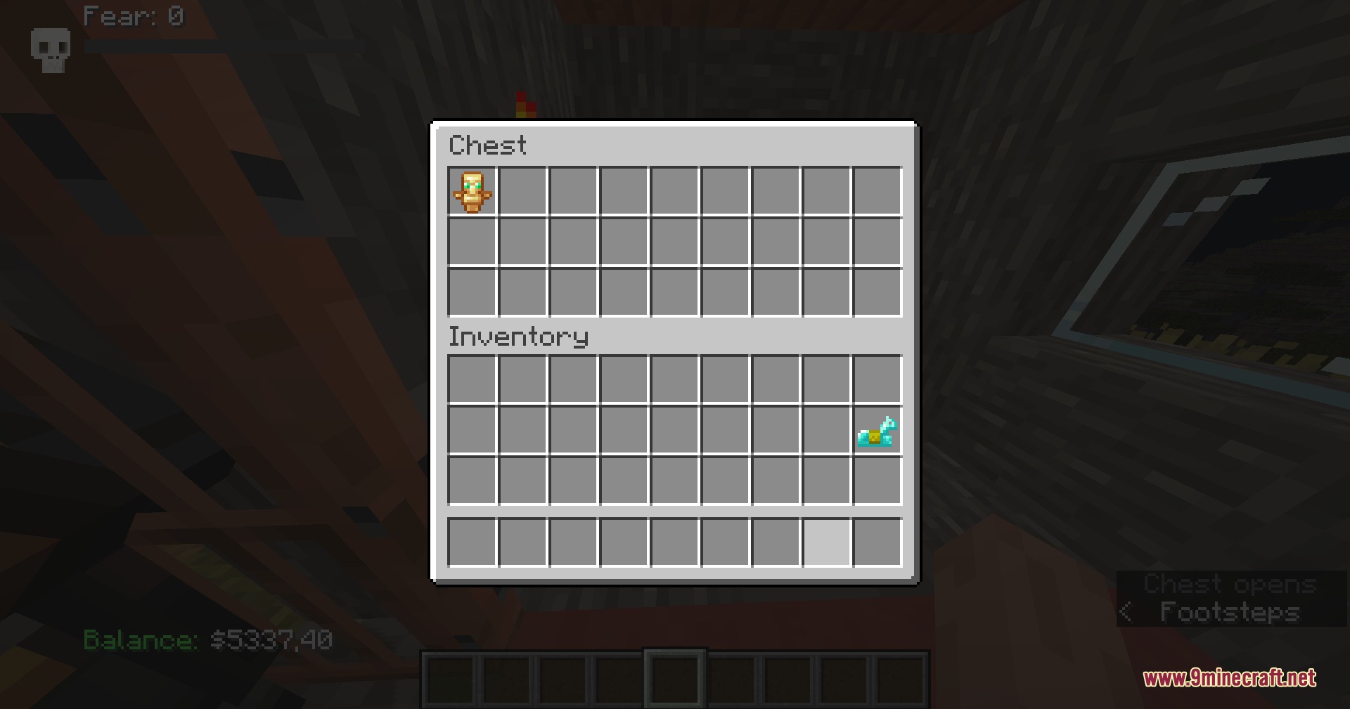 Phobic Threshold Threshold Mod Screenshot 6 The chest interface shows a player totem and a fear level meter