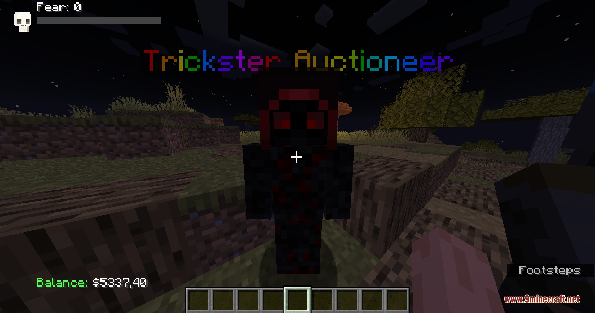 Phobic Threshold Threshold Mod Screenshot 8 A dark Trickster Auctioneer mob with red eyes stands in the night
