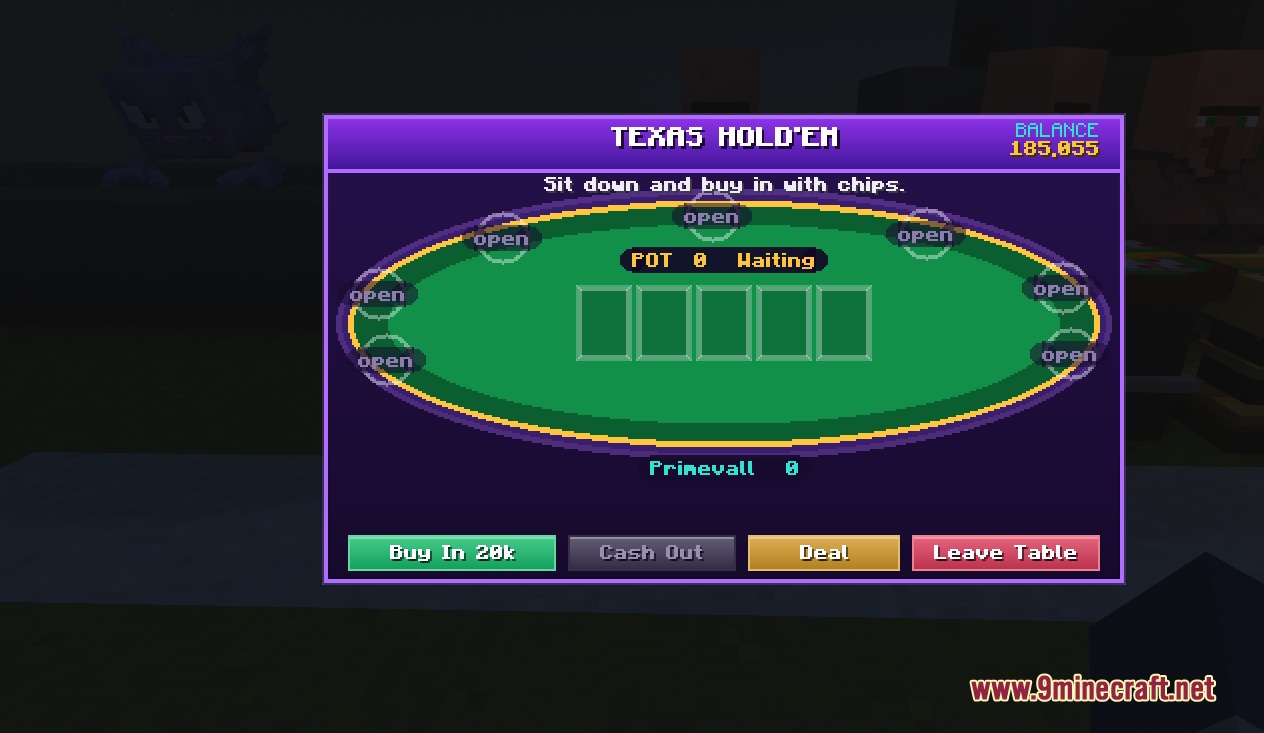 Pinnacle Pocket Bets Mod Screenshot 5 Texas Holdem poker interface with betting buttons and table seats