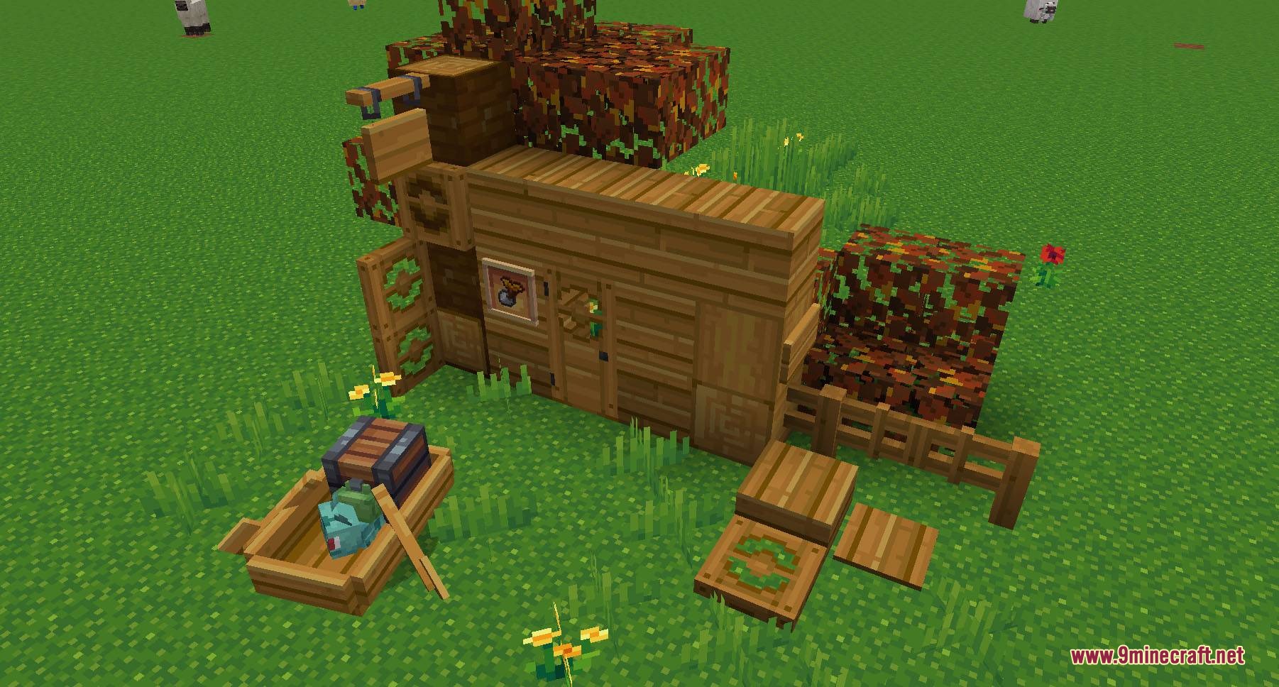 Pixellated Pocket Spirits Resource Pack Screenshot 1 Pixellated Pocket Spirits Resource Pack featuring custom wood blocks and decorative items