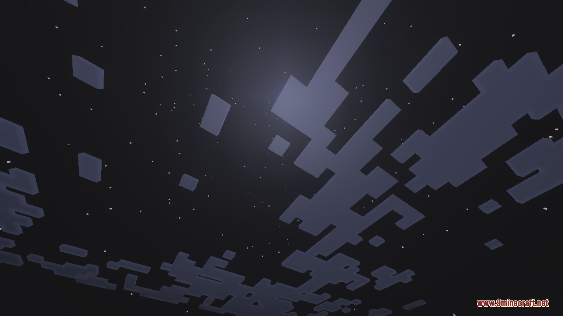 Pixie - Vibrant Visual PBR Shader Screenshot 4 Moonlight shining through blocky clouds in a starry night sky in Minecraft