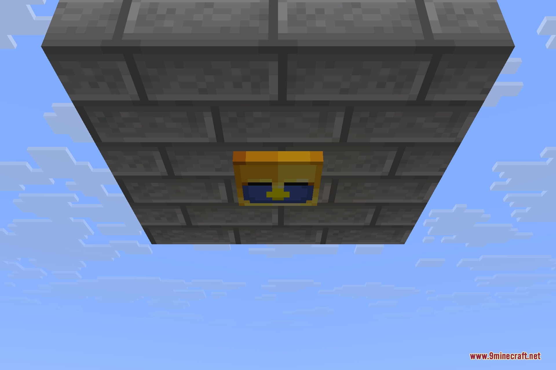 A clock in an item frame fixed to a ceiling