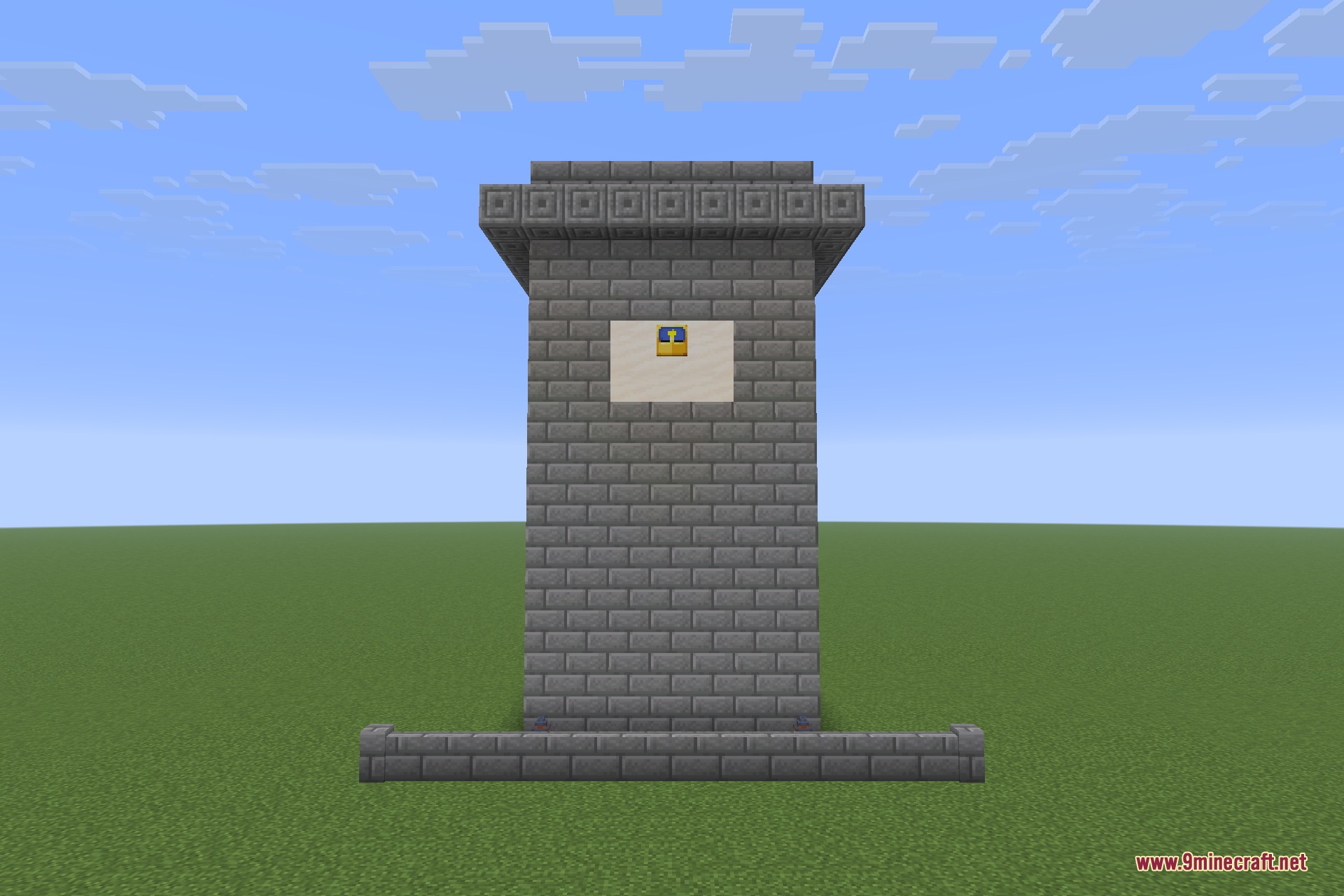 A clock tower built around a single framed clock