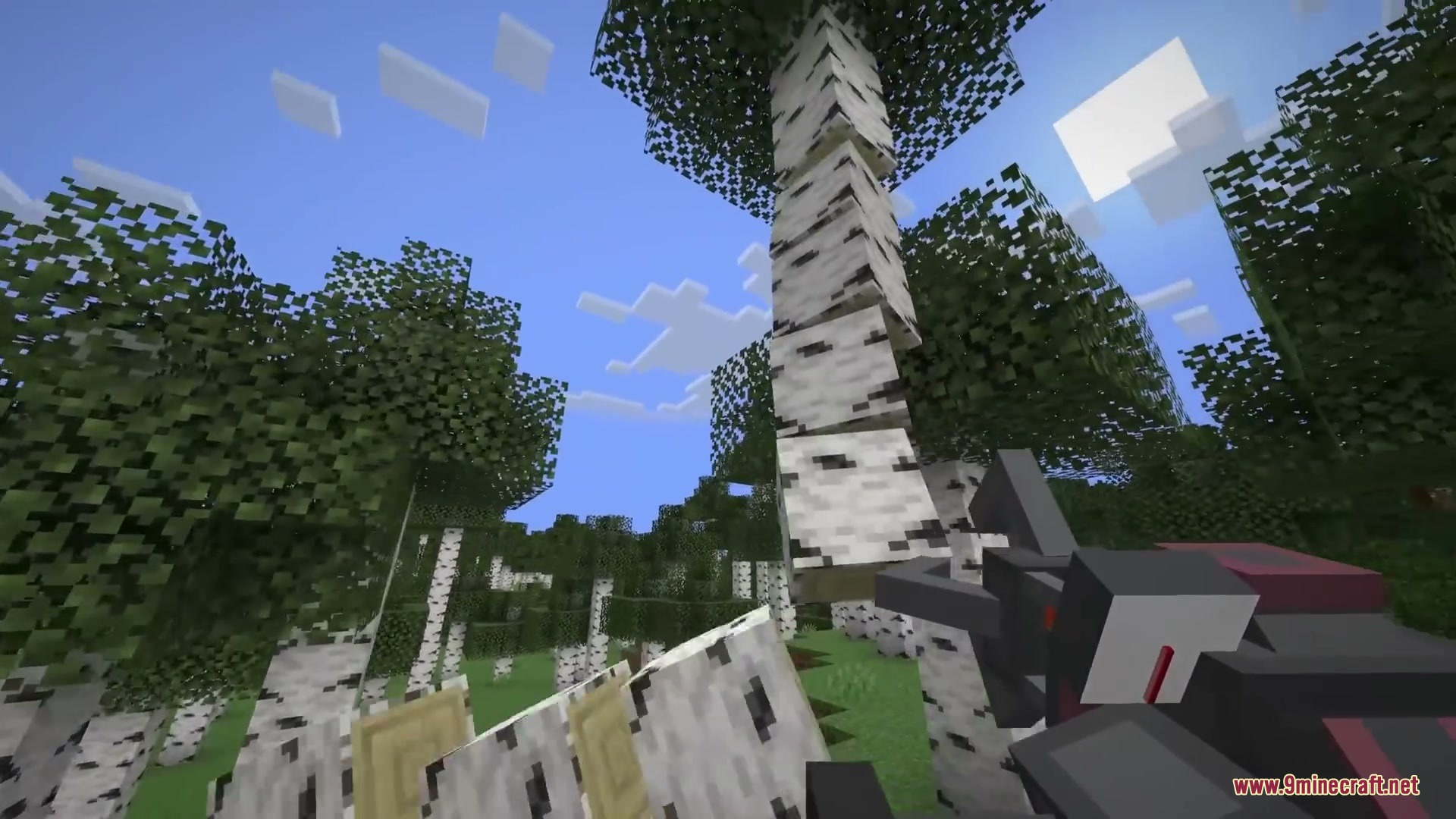 Primal Aether Surge Mod Screenshot 3 A birch tree trunk tilts realistically using the physics gun tool