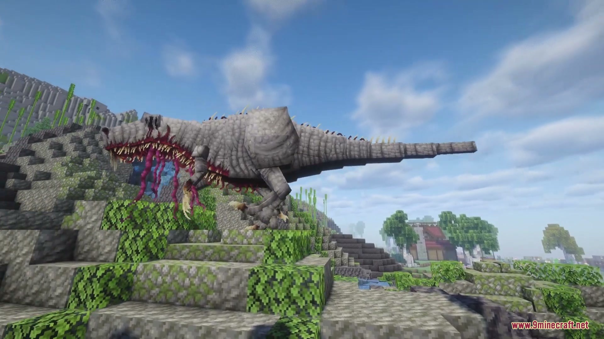 Side view of the giant parasitic beast roaming through a rocky landscape