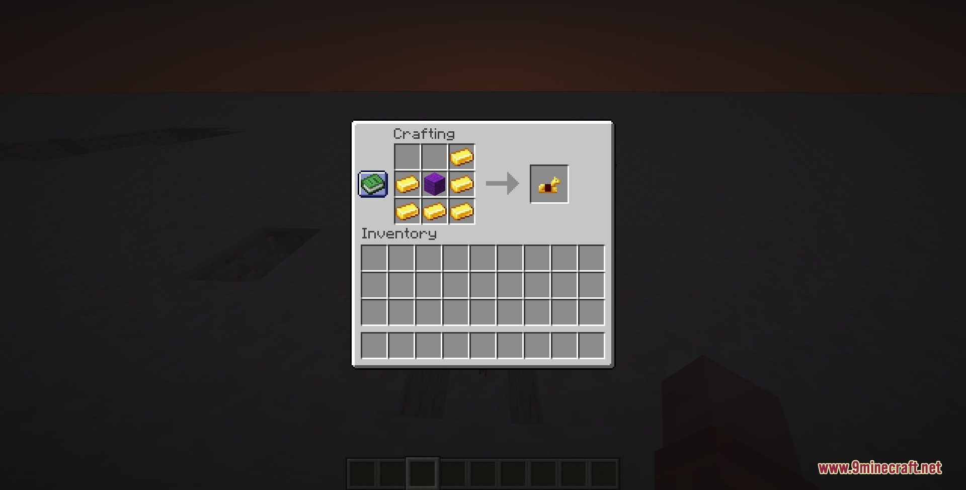 Primal Steel Forge Mod Screenshot 2 Crafting recipe for golden horse armor using gold ingots and purple wool