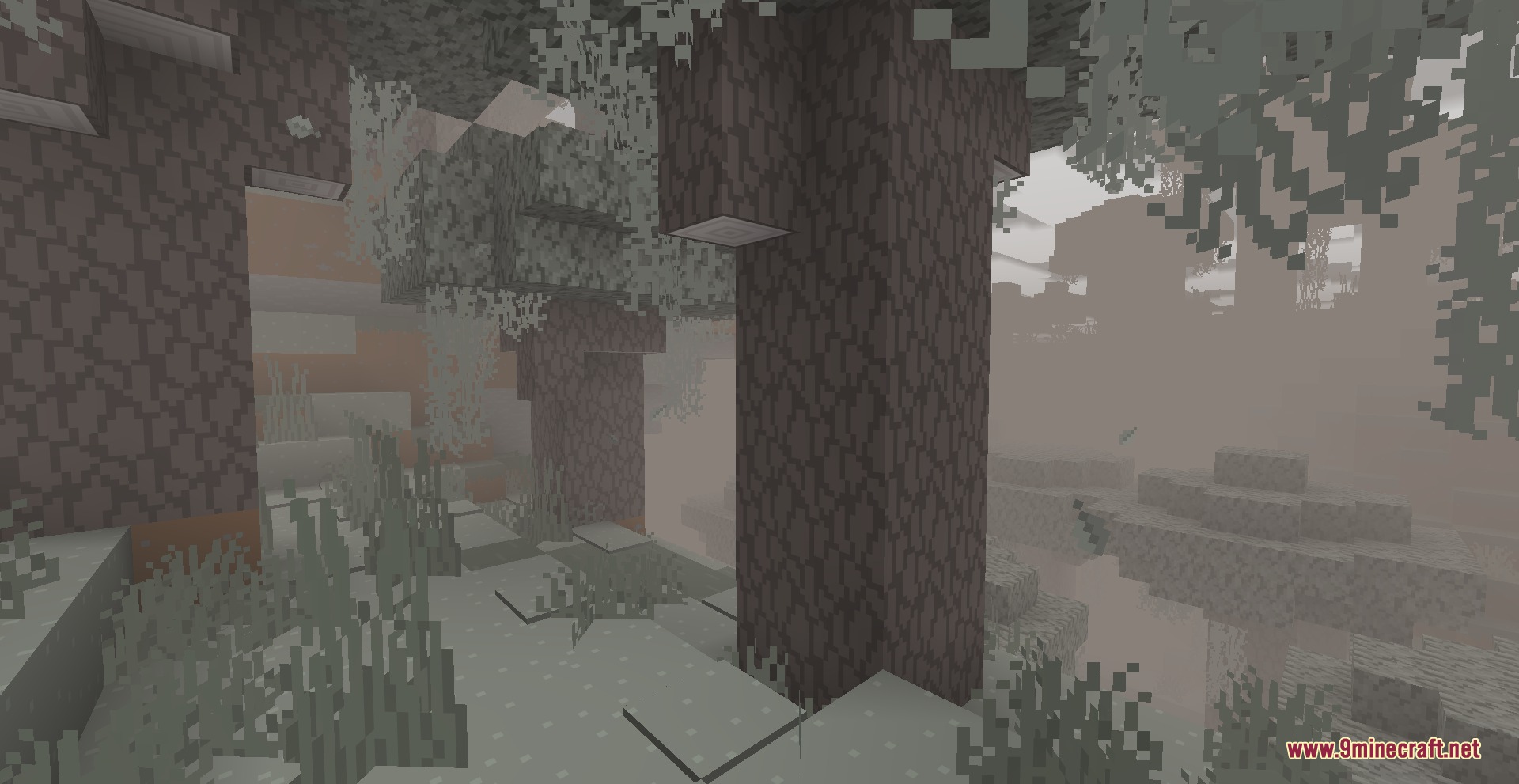 Prismatic Atmosphere Resource Pack Screenshot 5 Prismatic Atmosphere Resource Pack creates eerie grey mist in the pale garden