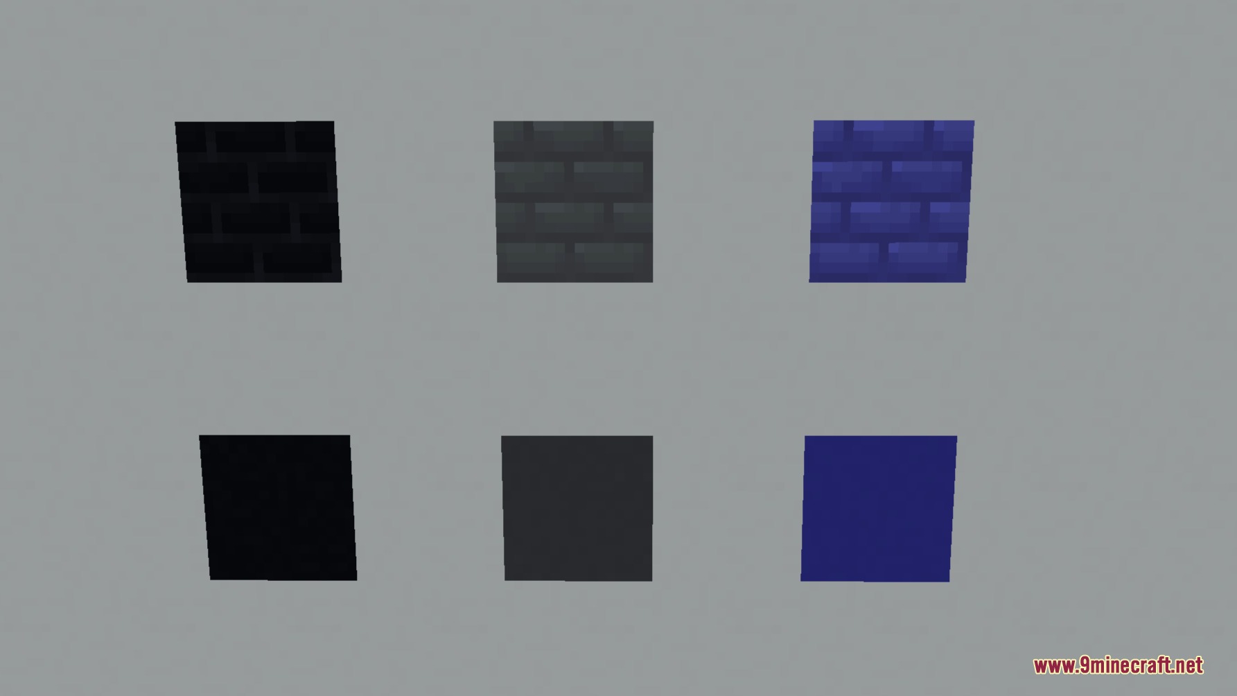 Prismatic Masonry Construction Mod Screenshot 6 Three pairs of dark vivid brick blocks and solid blocks shown together