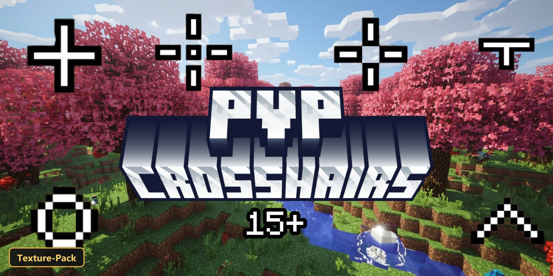 Cherry blossom forest with river and various crosshair designs
