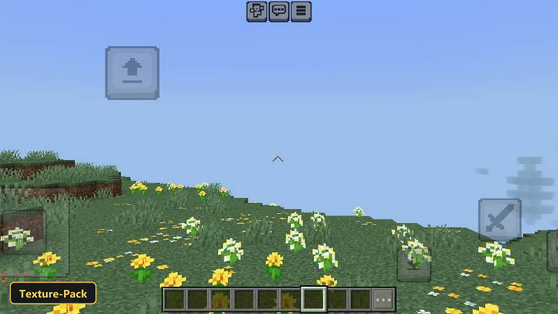 Grassy hillside with yellow and white flowers, small caret crosshair
