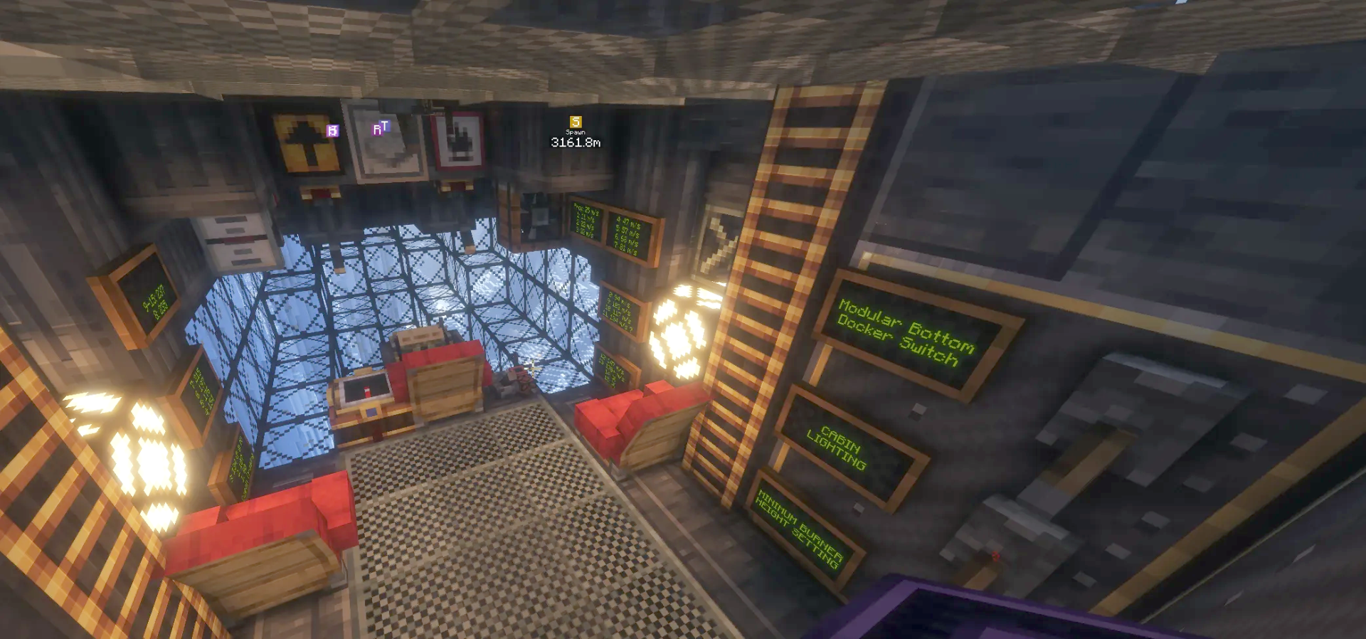 Red Airship Schematic Screenshots 2 Detailed airship cockpit featuring red seats and glowing control panels