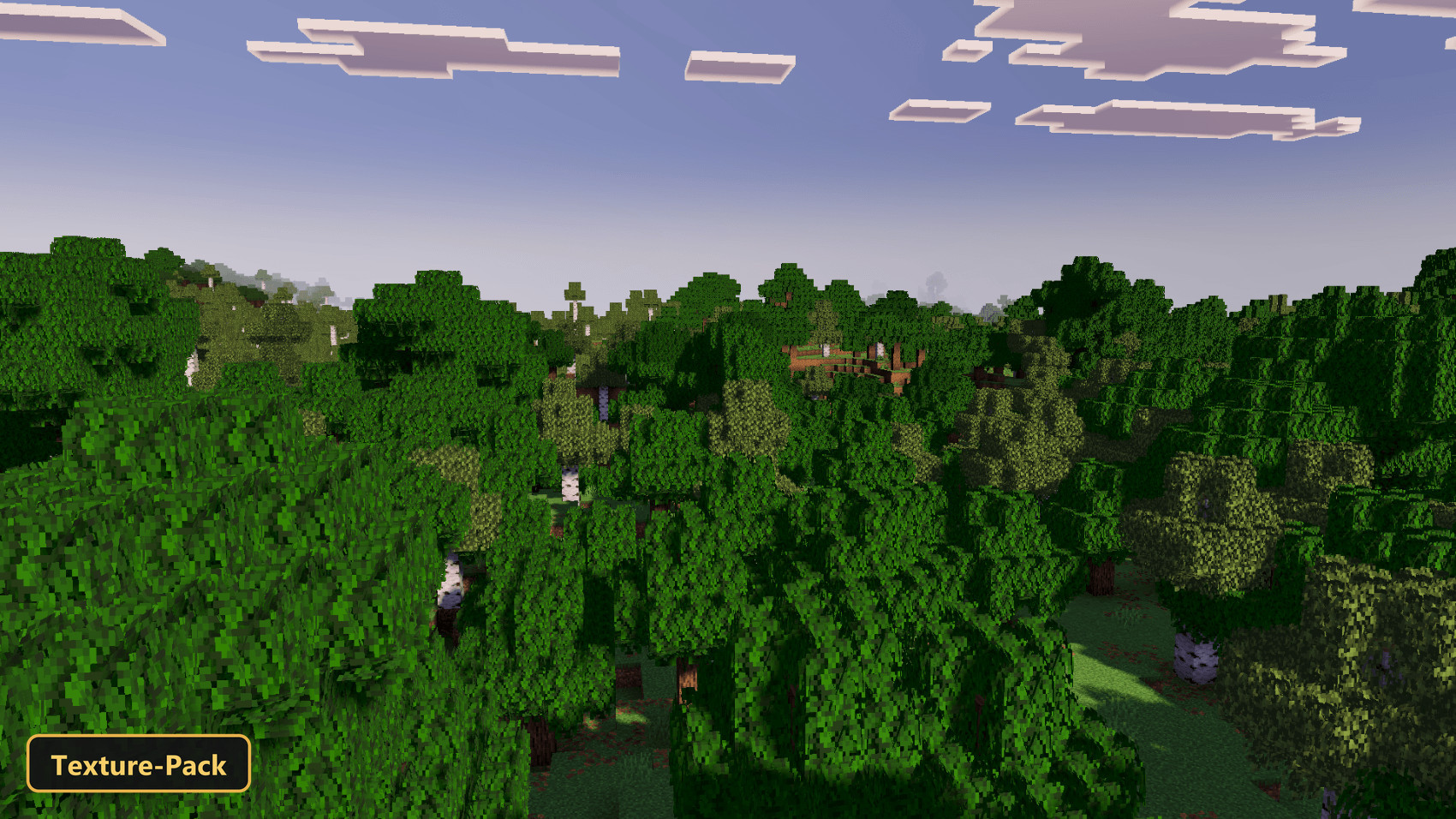 Lush green forest with various tree types under a clear sky