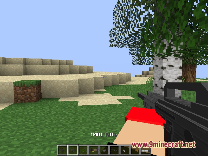 Relic Firepower Mod Screenshot 1 Player holding an M4A1 rifle from the Relic Firepower Mod in Minecraft