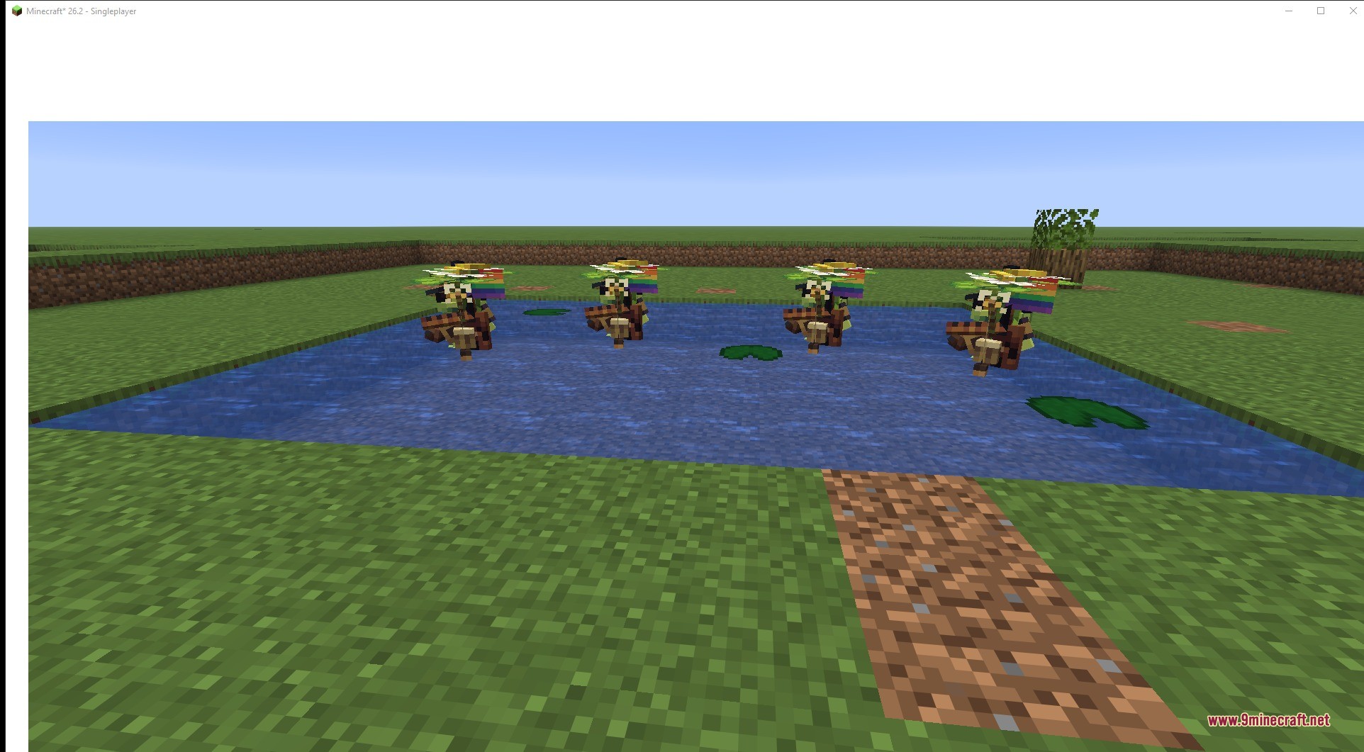Ribbits 9minecraft Mod Screenshot 4 Four cute frog musicians performing together as a band in a swamp pond