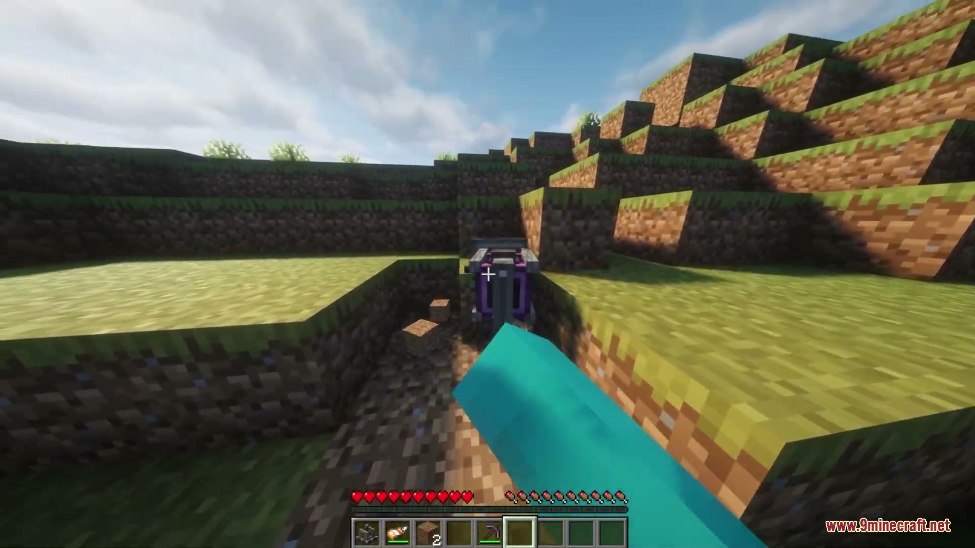 Rotational Surface Anchor Mod Screenshot 3 Player interacts with a rotational surface anchor using a cyan handle in first person