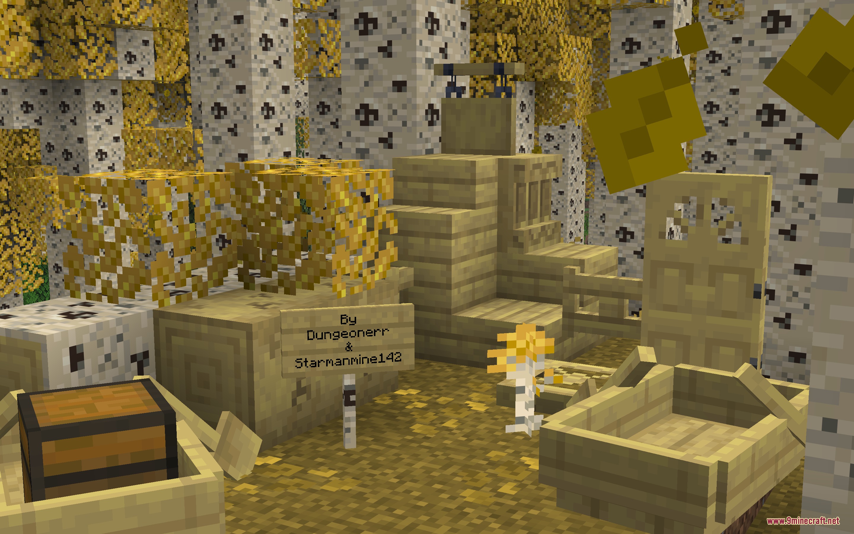 Saffron Timber Heights Mod Screenshot 4 Various wooden items and blocks crafted from the new aspen timber
