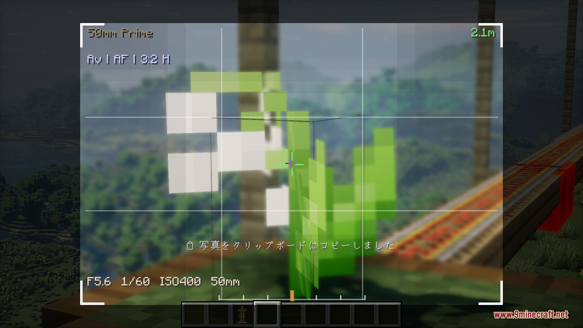 Silver Lens Studio Mod Screenshot 3 Silver Lens Studio camera viewfinder focusing on a white flower in Minecraft
