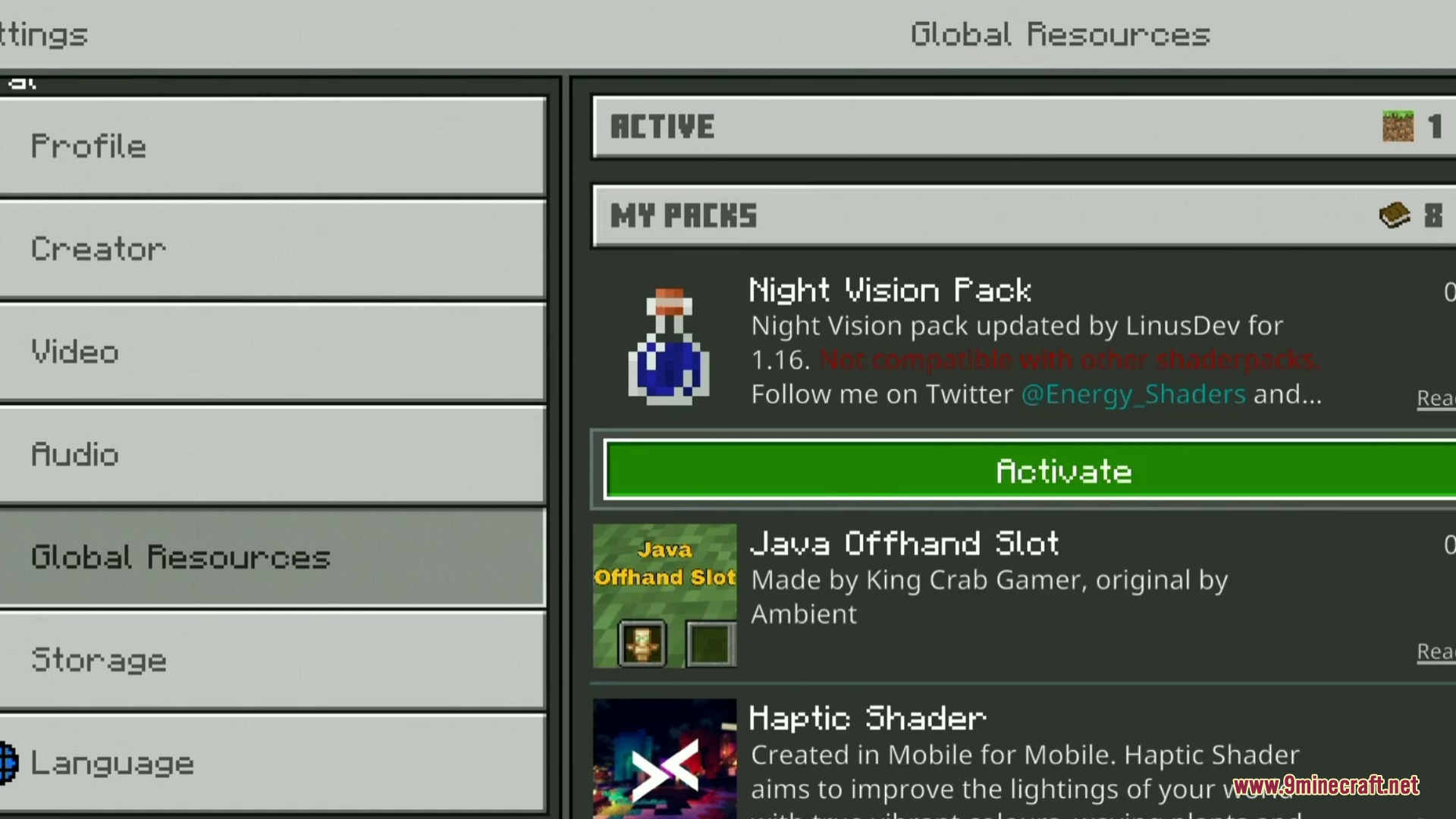 Simple Night Vision+ Addon Screenshot 1
