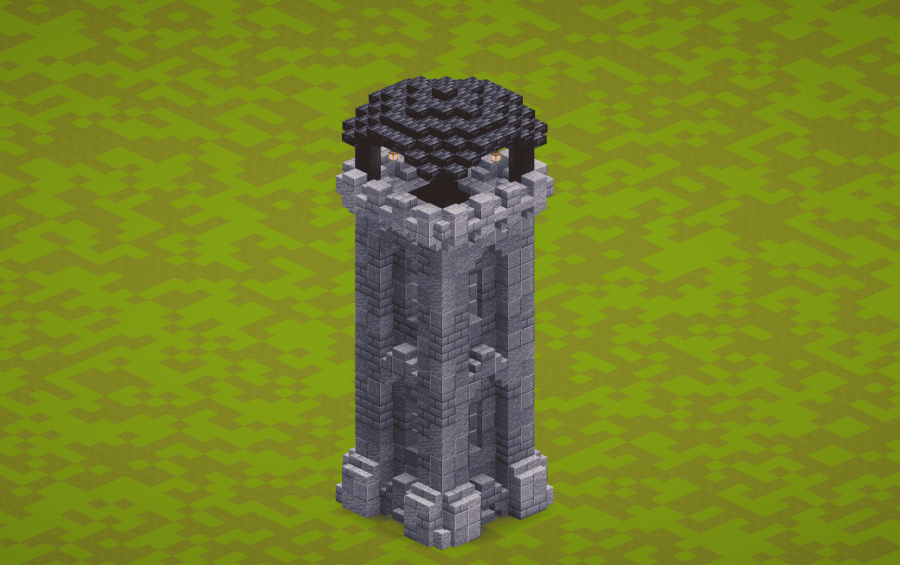 Simple Stone Tower Schematic Screenshots 2 A tall stone tower featuring a dark wood observation deck