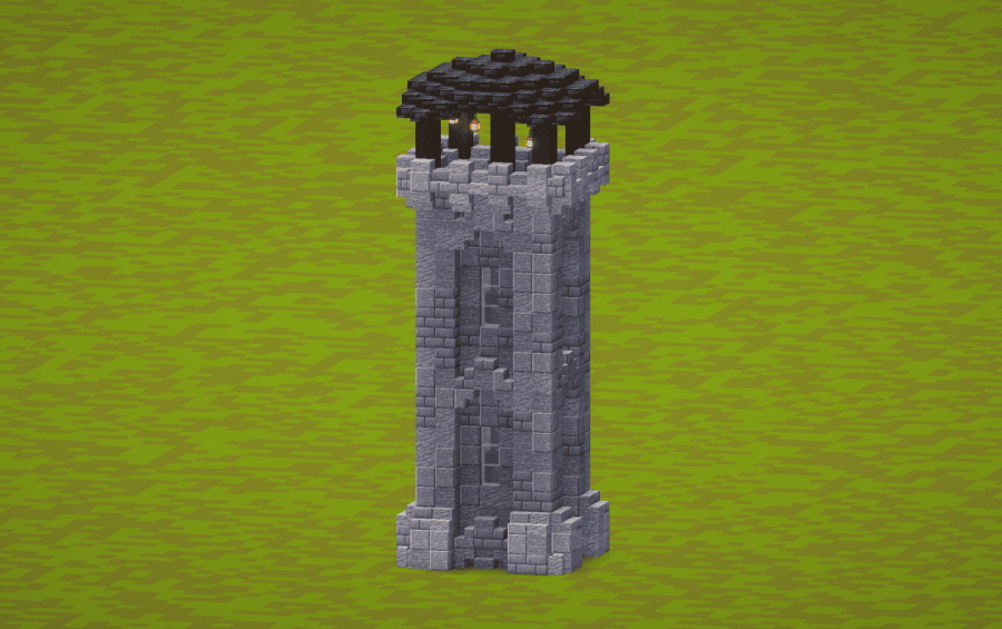 Simple Stone Tower Schematic Screenshots 3 A detailed stone watchtower with arched windows and a dark wooden roof