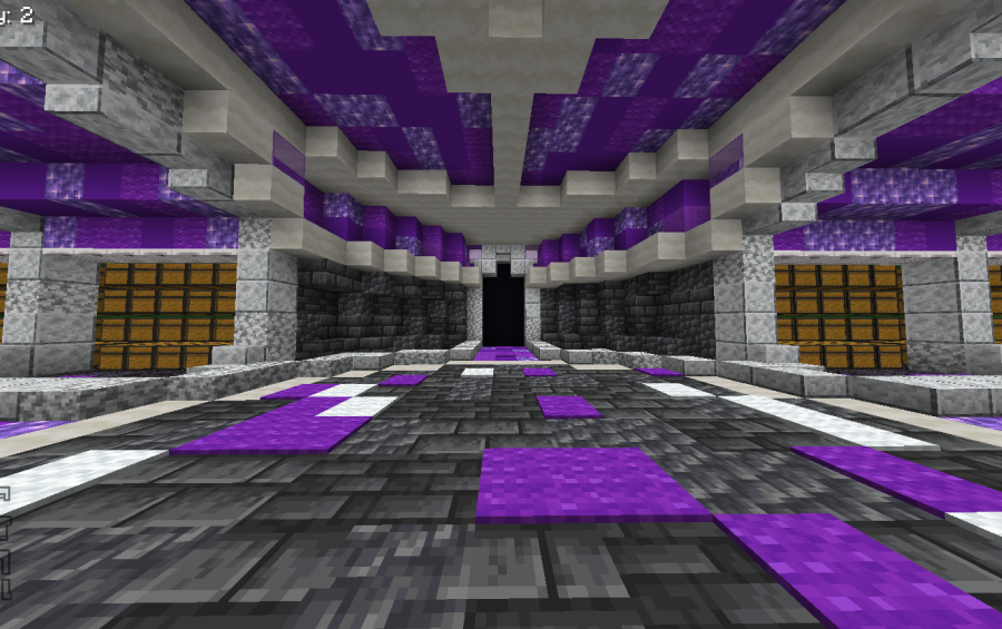 Simple Storage Room Purpel Schematic Screenshots 2 A spacious Minecraft storage room featuring a purple and black patterned floor design