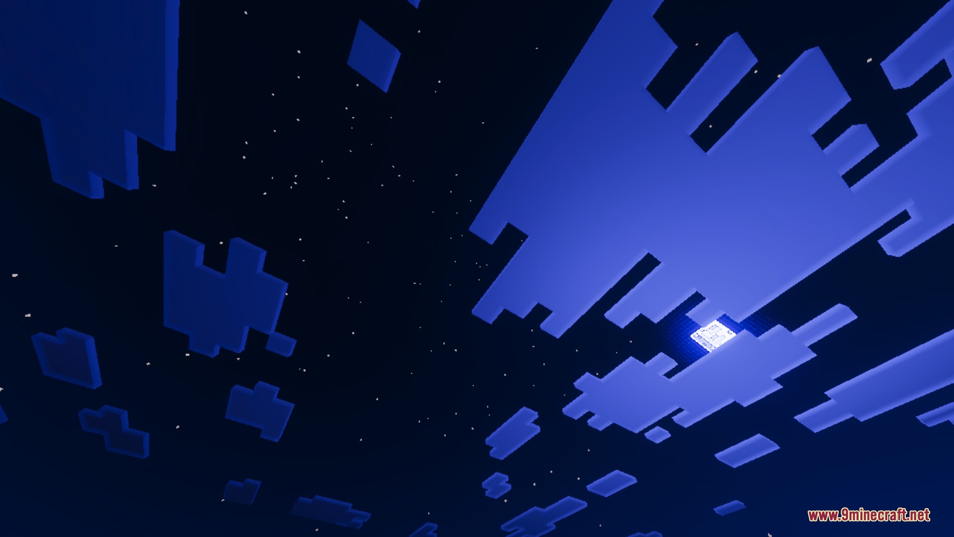 Solace Lite Shader Screenshot 4 A dark night sky filled with stars and stylized blue blocky clouds