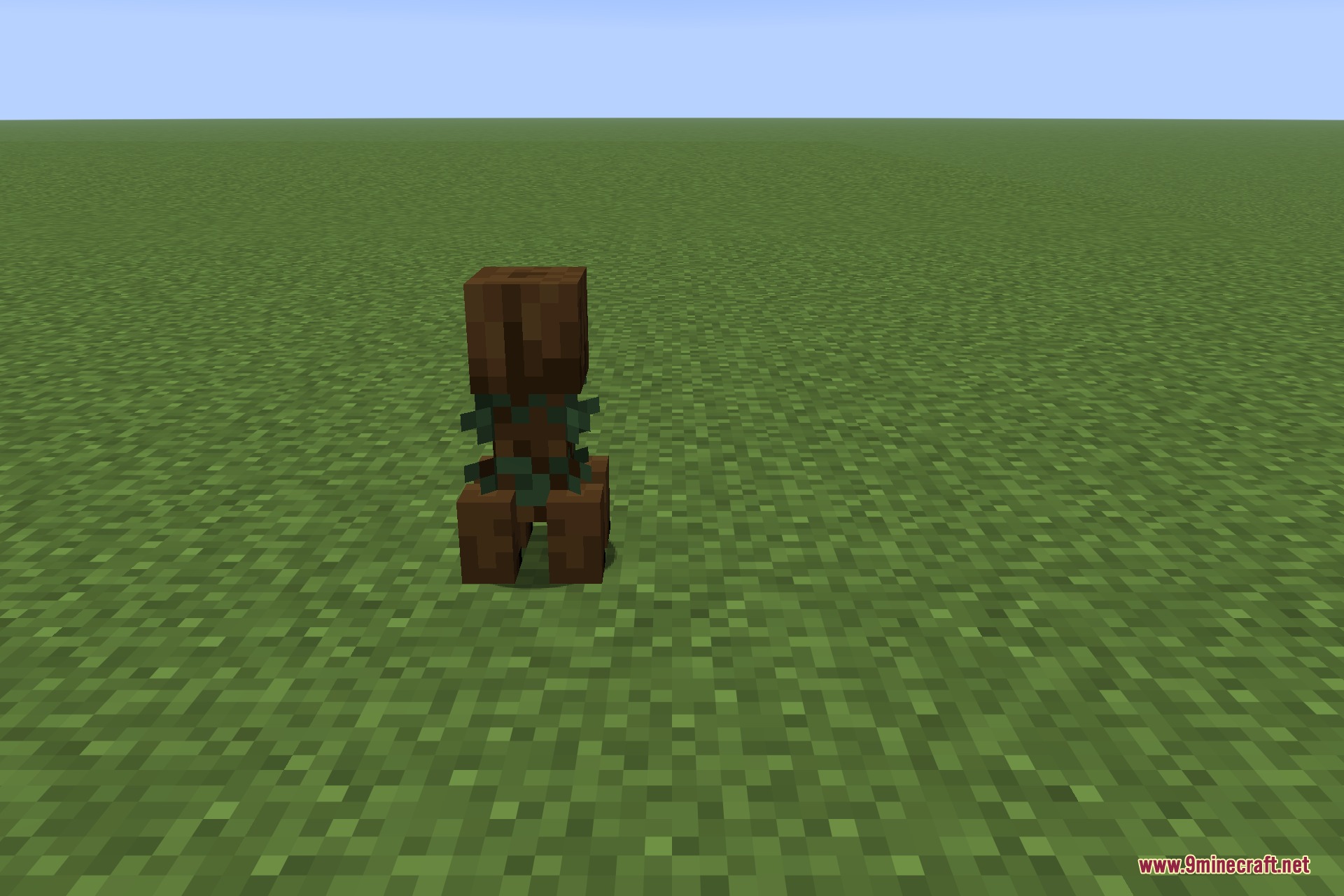 Species 9minecraft Mod Screenshot 11 A tall wooden Treeper mob with vines standing on a grassy field