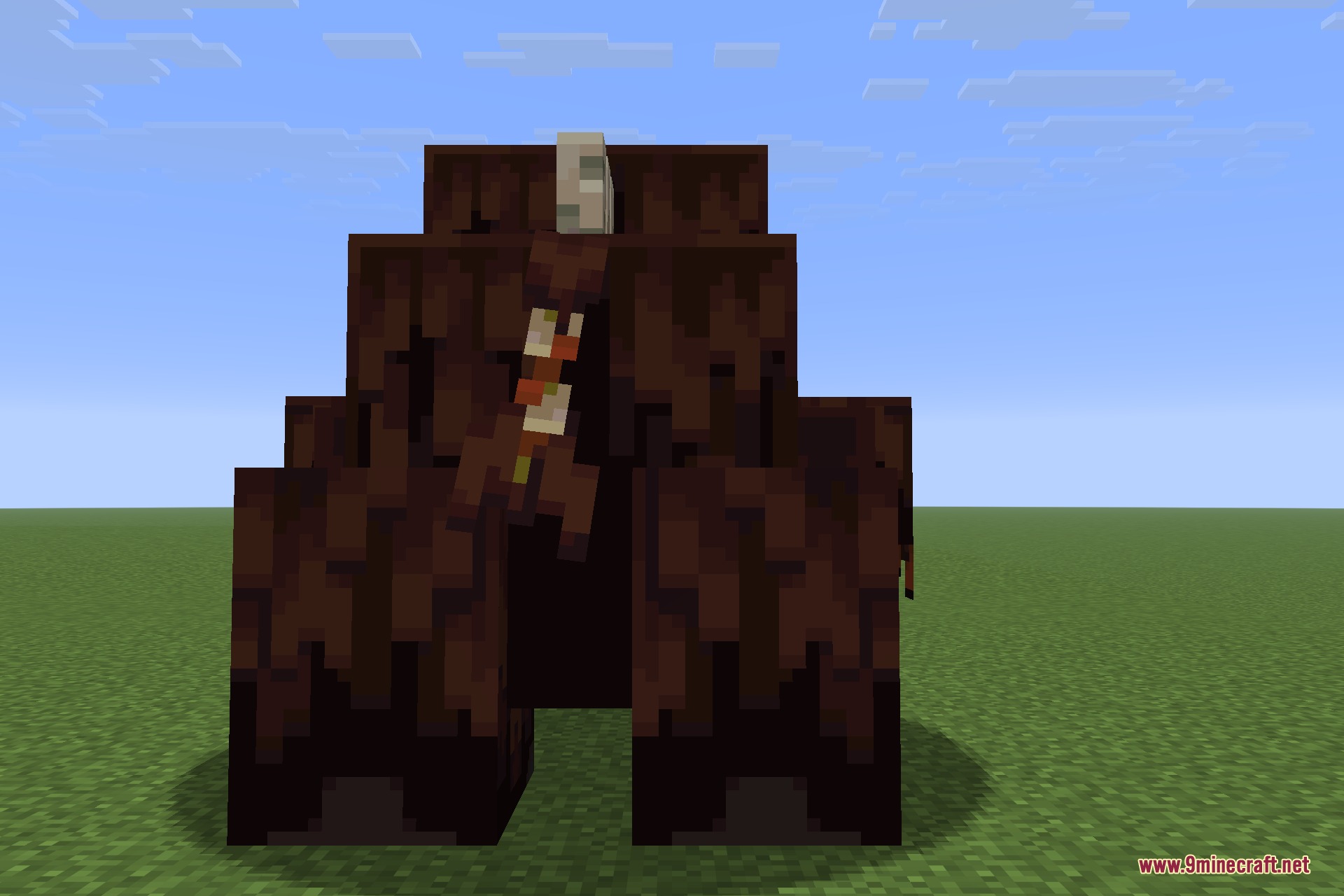 Species 9minecraft Mod Screenshot 5 The hulking Mammutilation creature standing on a flat grassy field