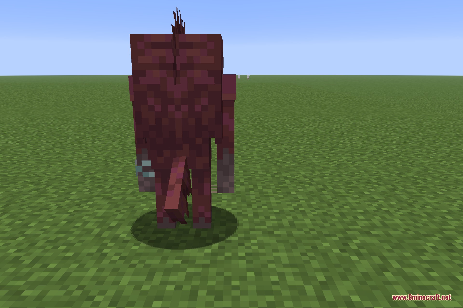 Species 9minecraft Mod Screenshot 7 A large reddish brown Mammutilation mob standing in a grassy Minecraft field