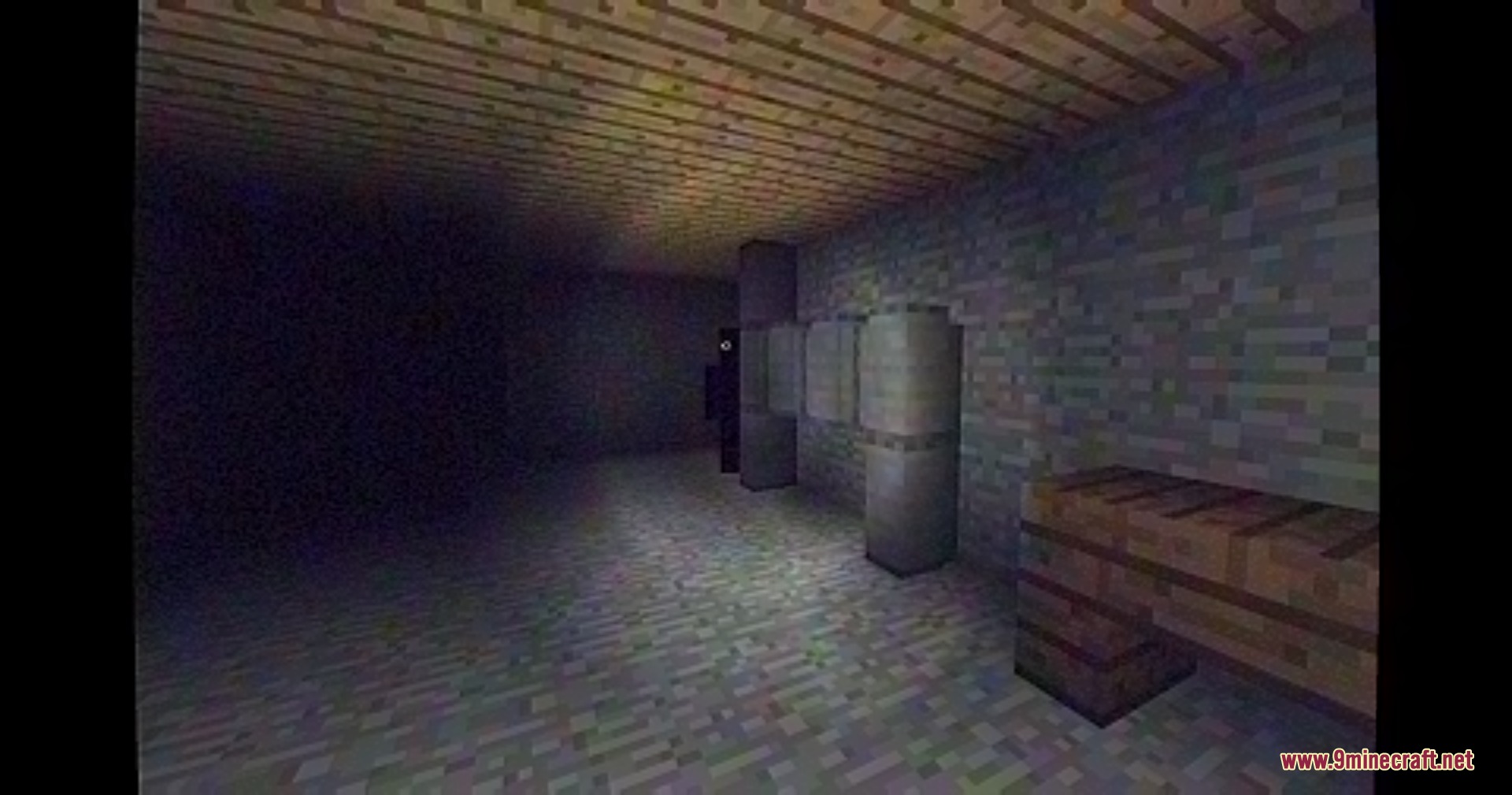 Spectral Observer 79 Mod Screenshot 4 A dark figure with white eyes watches from behind a stone pillar