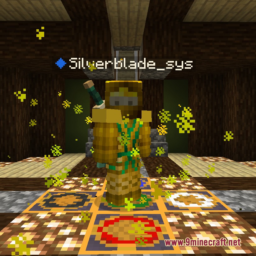 Spinjitzu Sovereign Vault Mod Screenshot 6 A player wearing golden armor from the Spinjitzu Sovereign Vault Mod