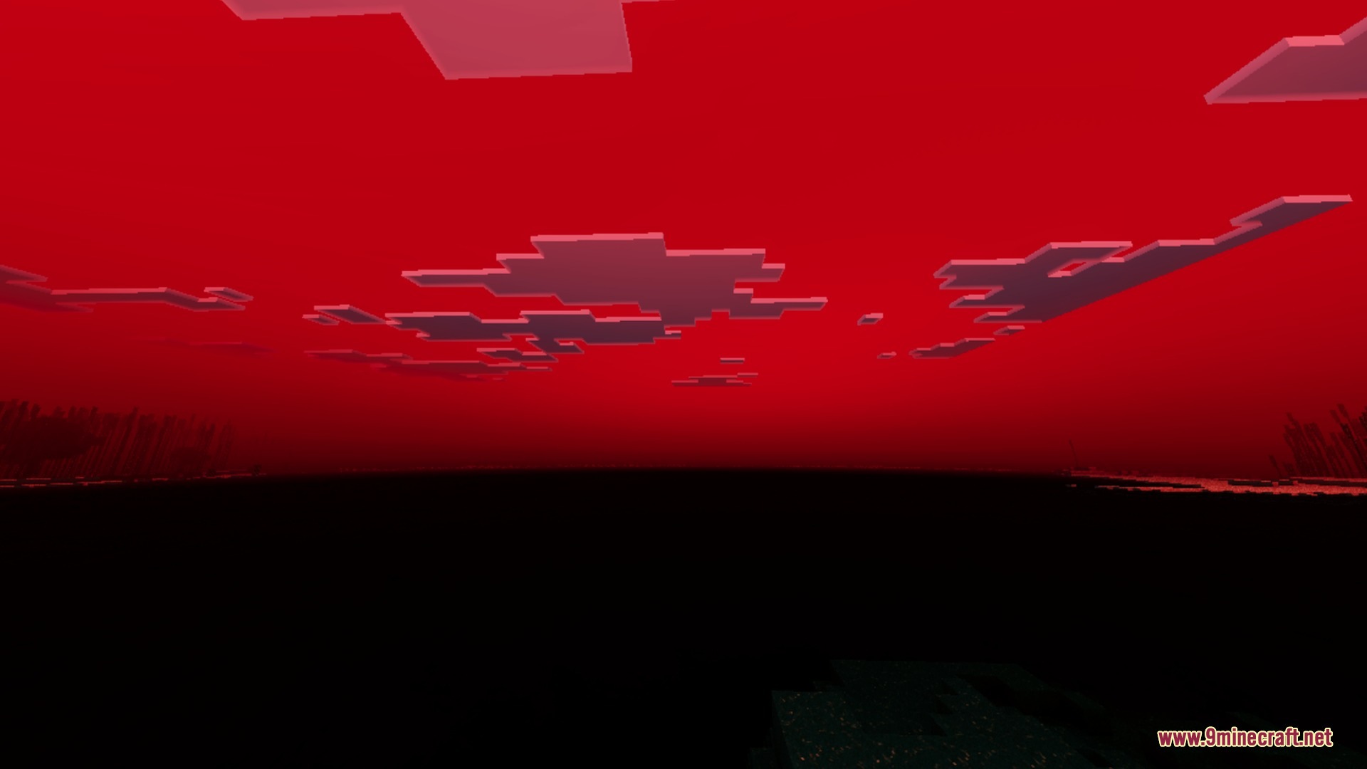 The sky turns a constant dark red color creating a spooky atmosphere