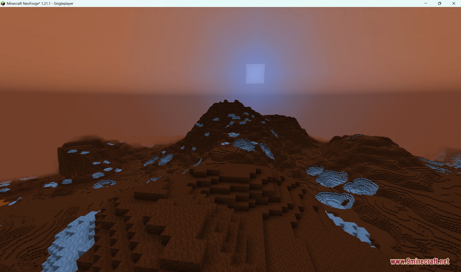 Stellaris Rebound Mod Screenshot 1 A Martian landscape featuring a red sky and glowing blue crystal clusters