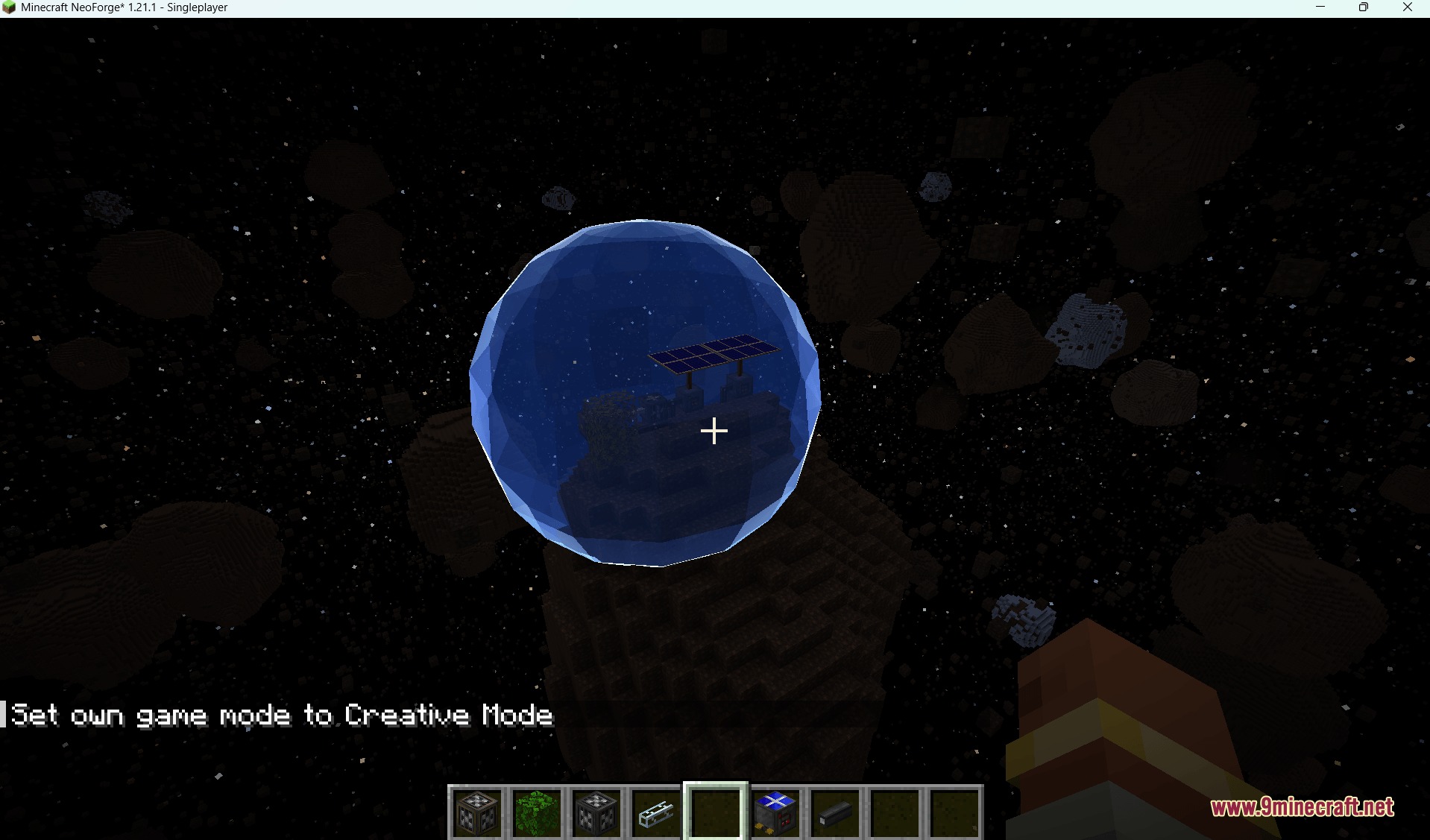 Stellaris Rebound Mod Screenshot 7 A blue energy shield protects a small asteroid base with solar panels