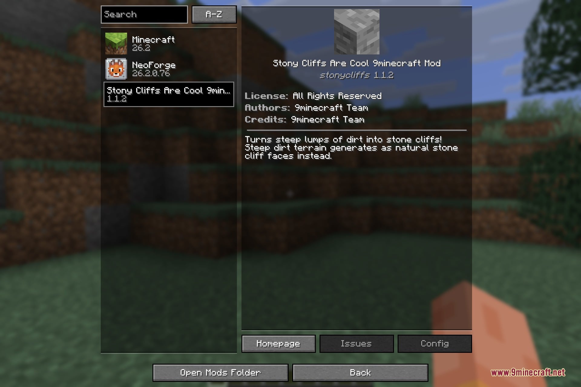 The Stony Cliffs Are Cool entry in the Minecraft mods list