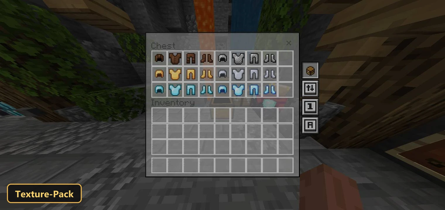 chest inventory screen showing different armor pieces