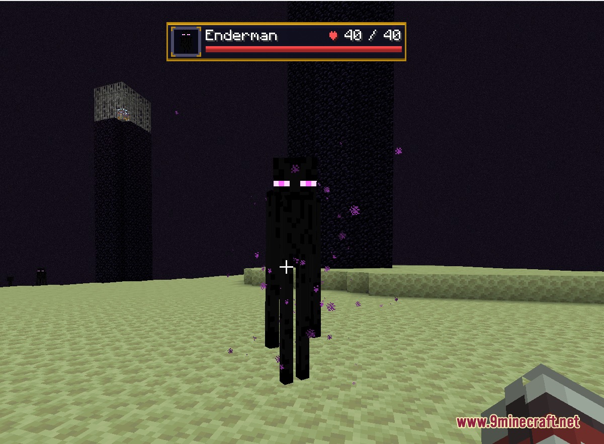 Strike Precision Alpha Mod Screenshot 1 Enderman standing in the End with a custom RPG health bar