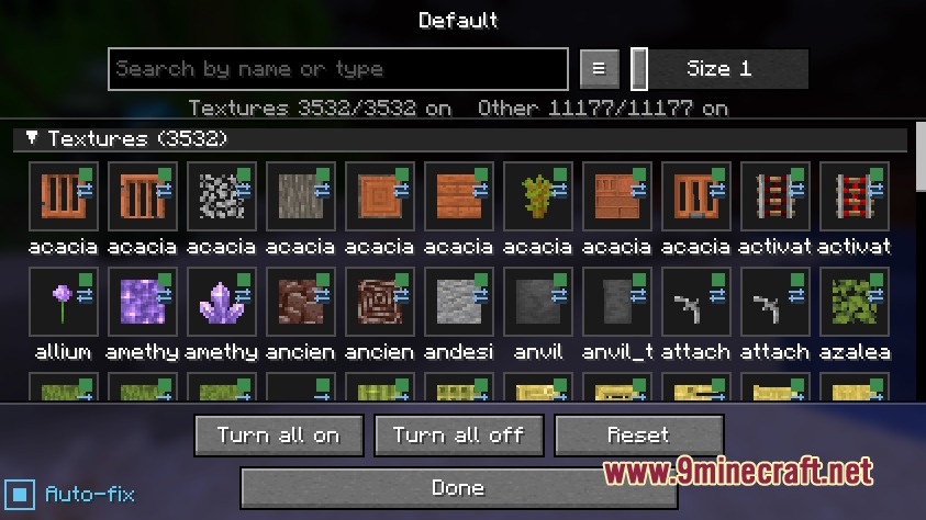 Surface Detailer Mod Screenshot 1 Surface Detailer Mod interface showing a grid of block and item textures