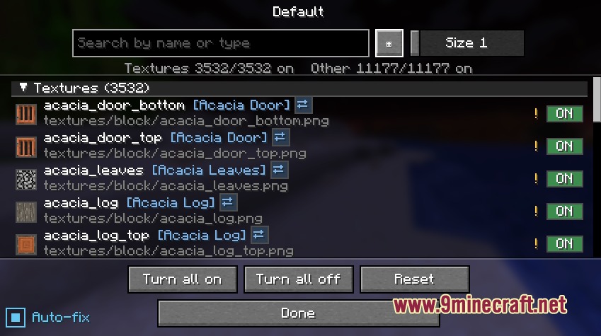 Surface Detailer Mod Screenshot 3 Surface Detailer Mod interface showing a list of acacia wood texture files